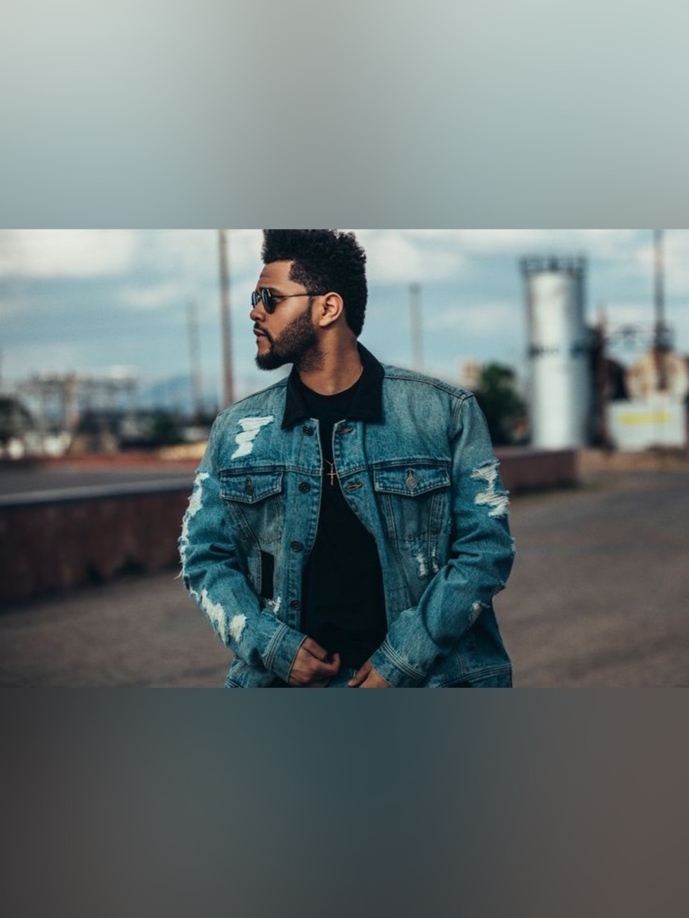 The Weeknd x Puma Distressed denim jacket XO